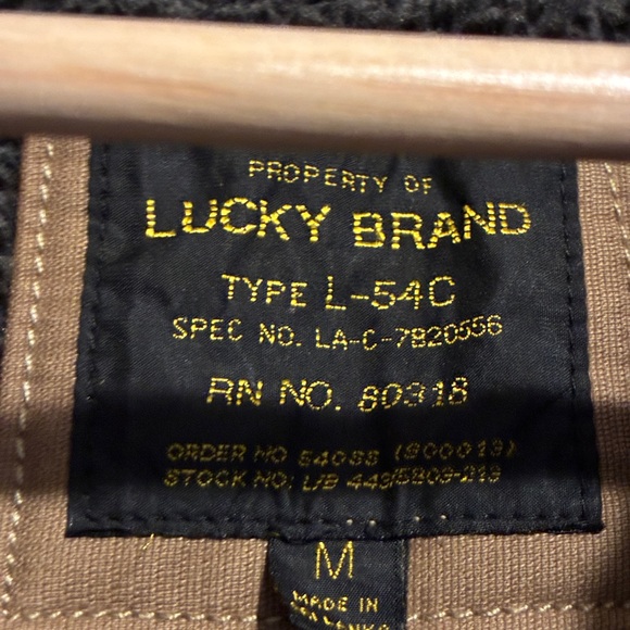 Lucky Brand Brown N-1 Deck Jacket with Black Collar - Picture 5 of 7